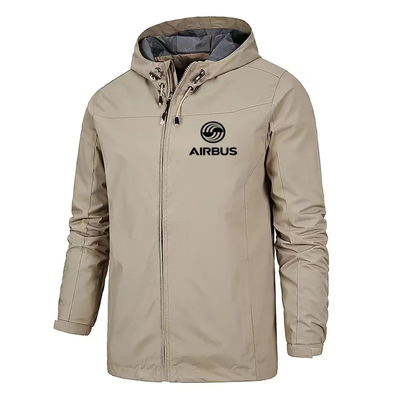Men's fashion Business Airbus Aviation Flight Windproof clip zipper thin hoodie
